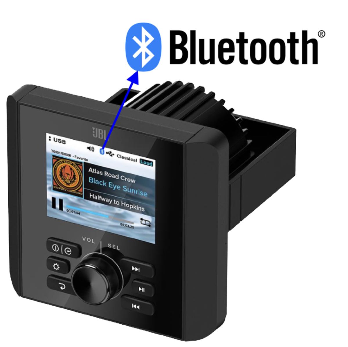 JBL MECHLESS GAUGE STYLE RADIO WITH 3 ZONES FULL COLOR DISPLAY 9 CHANNEL RCA 4 VOLT PRE-OUT AND CAMERA INPUT (JAM5000N)