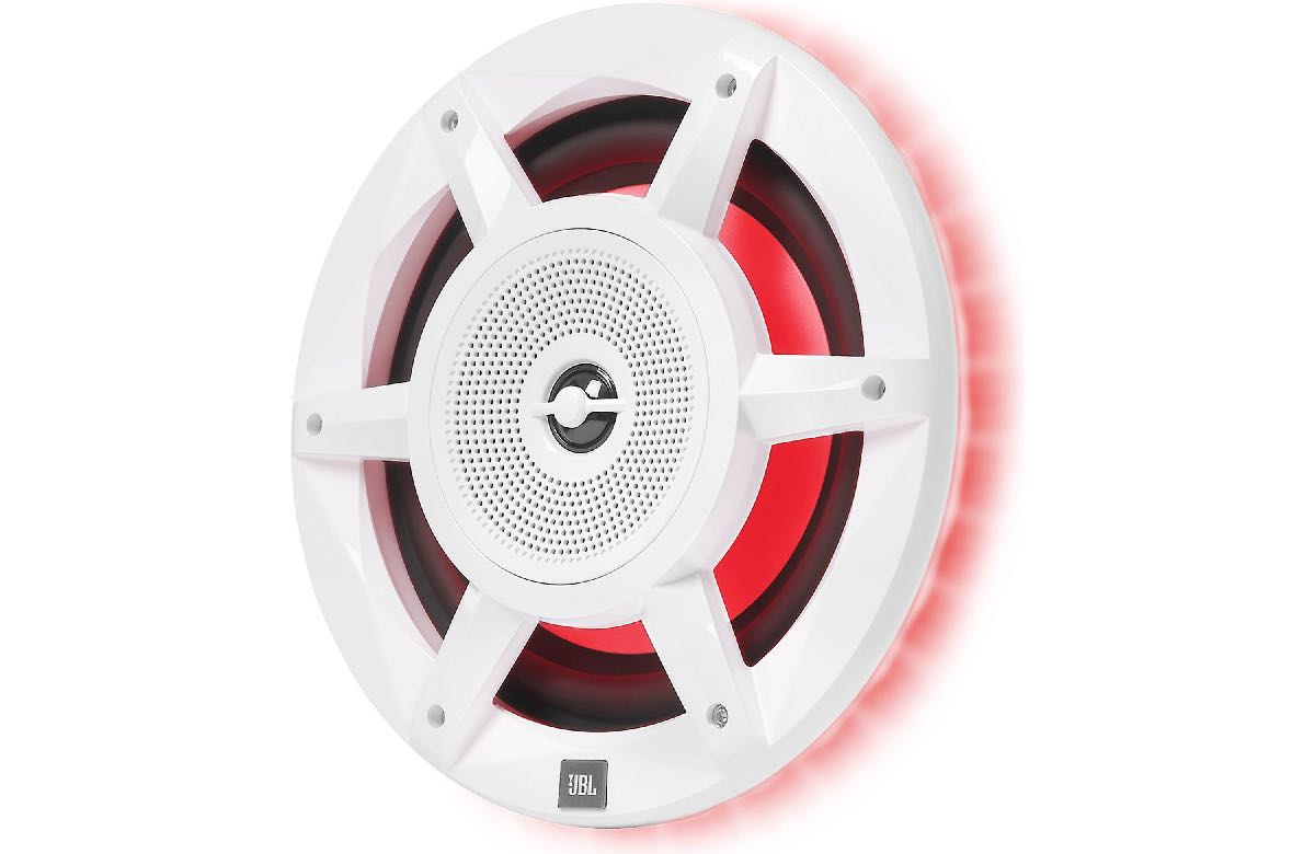 JBL STADIUM MARINE 8" PREMIUM 3 WAY RGB LED COAXIAL SPEAKERS WHITE (MW8030AM)