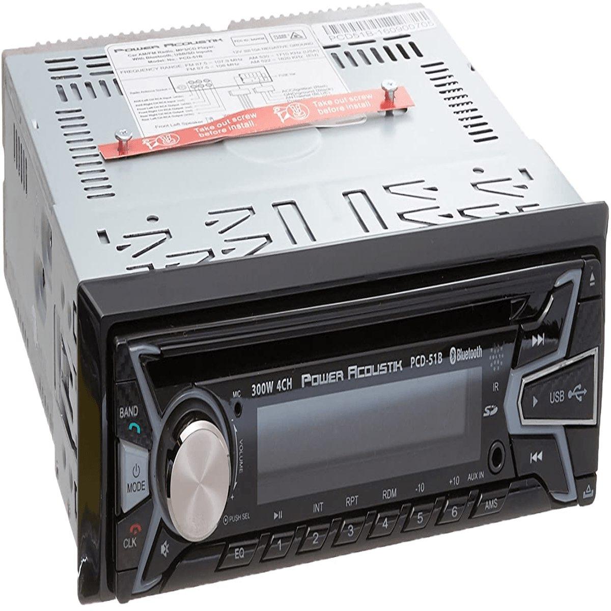 POWER ACOUSTIK SINGLE DIN AM/FM/CD/USB/SD & BLUETOOTH (PCD51B)