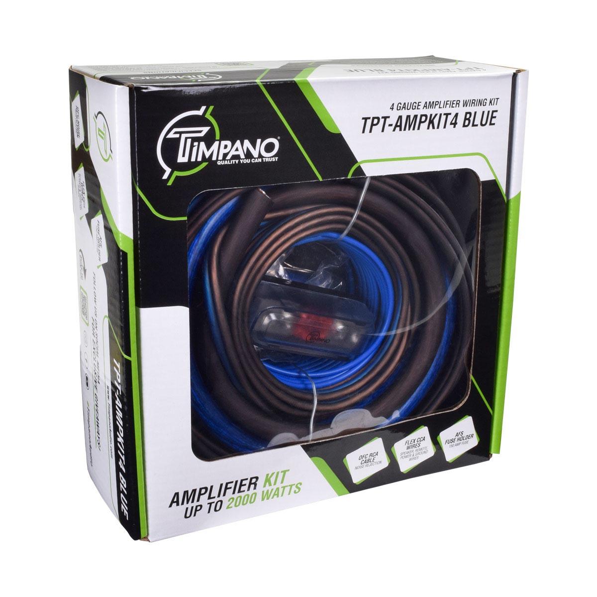 TIMPANO 4 GAUGE AMPLIFIER INSTALLATION KIT BLUE WIRE (TPT-AMPKIT4BLUE)