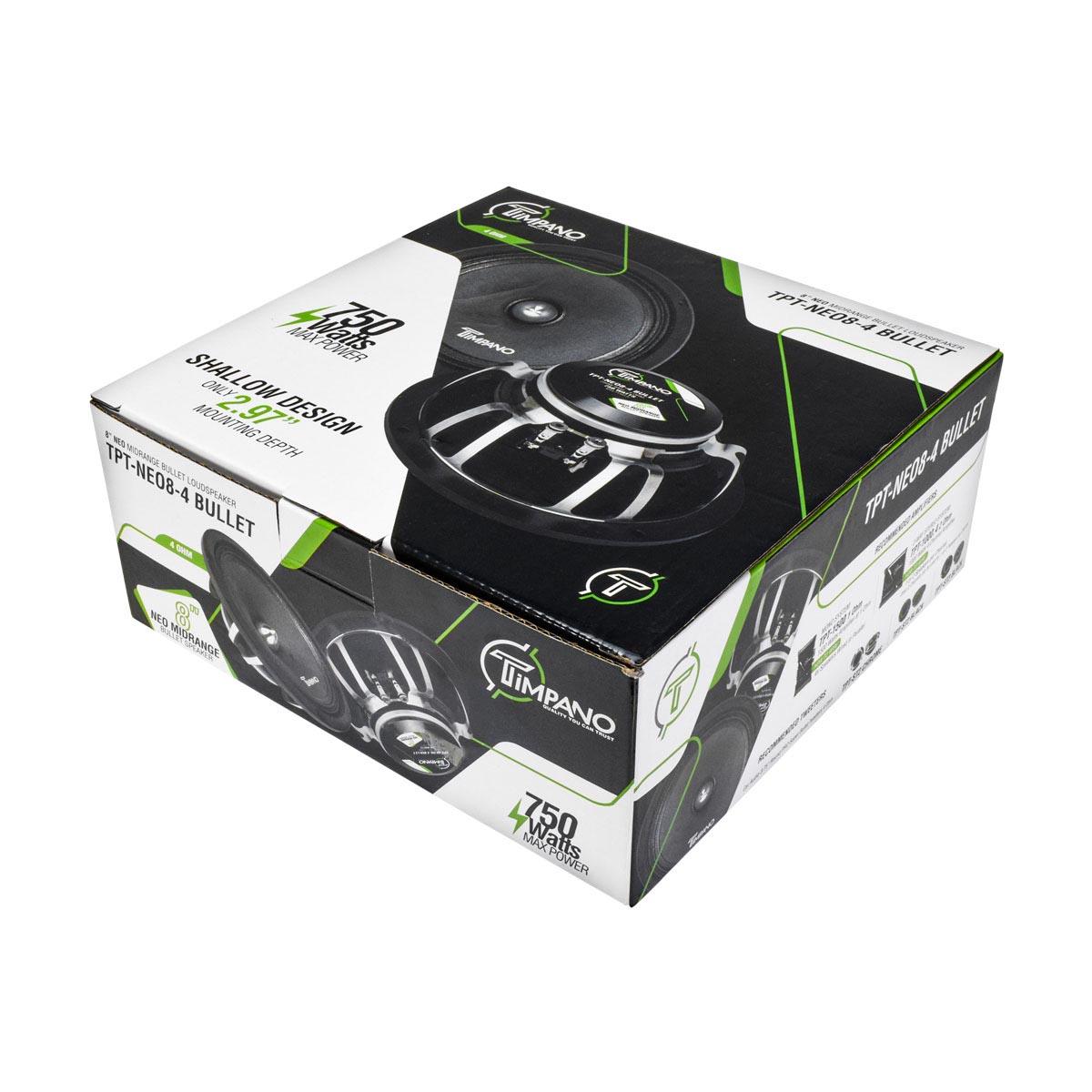 TIMPANO 8" 750 WATT MID RANGE SPEAKER NEODYMIUM 4 OHMS (TPT-NEO8-4BULLET)