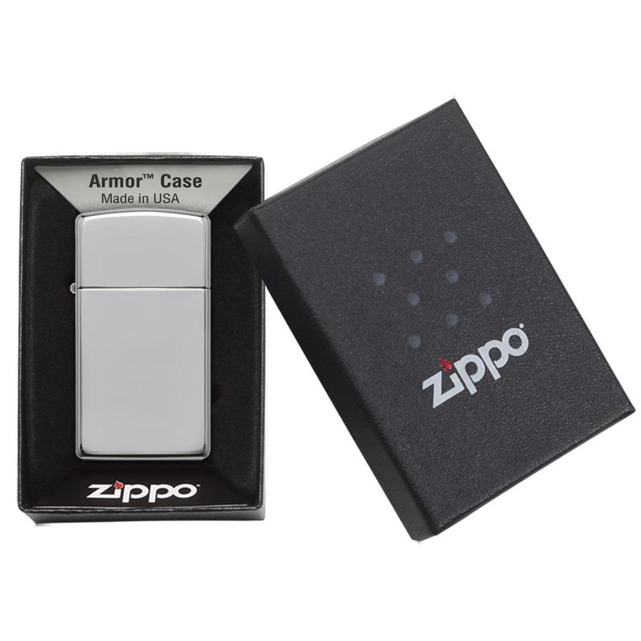 Zippo Windproof Lighter Slim Armor Case (1.5 Times Thicker) High Polish Chrome