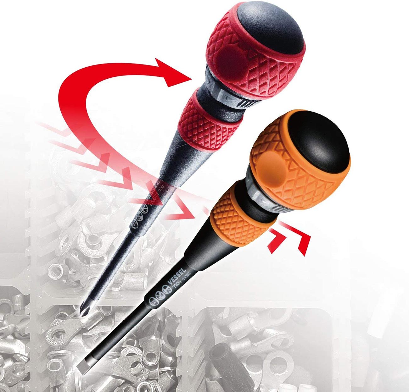 Vessel Ratcheting Ball Grip Screwdriver Set (5 Piece Set)