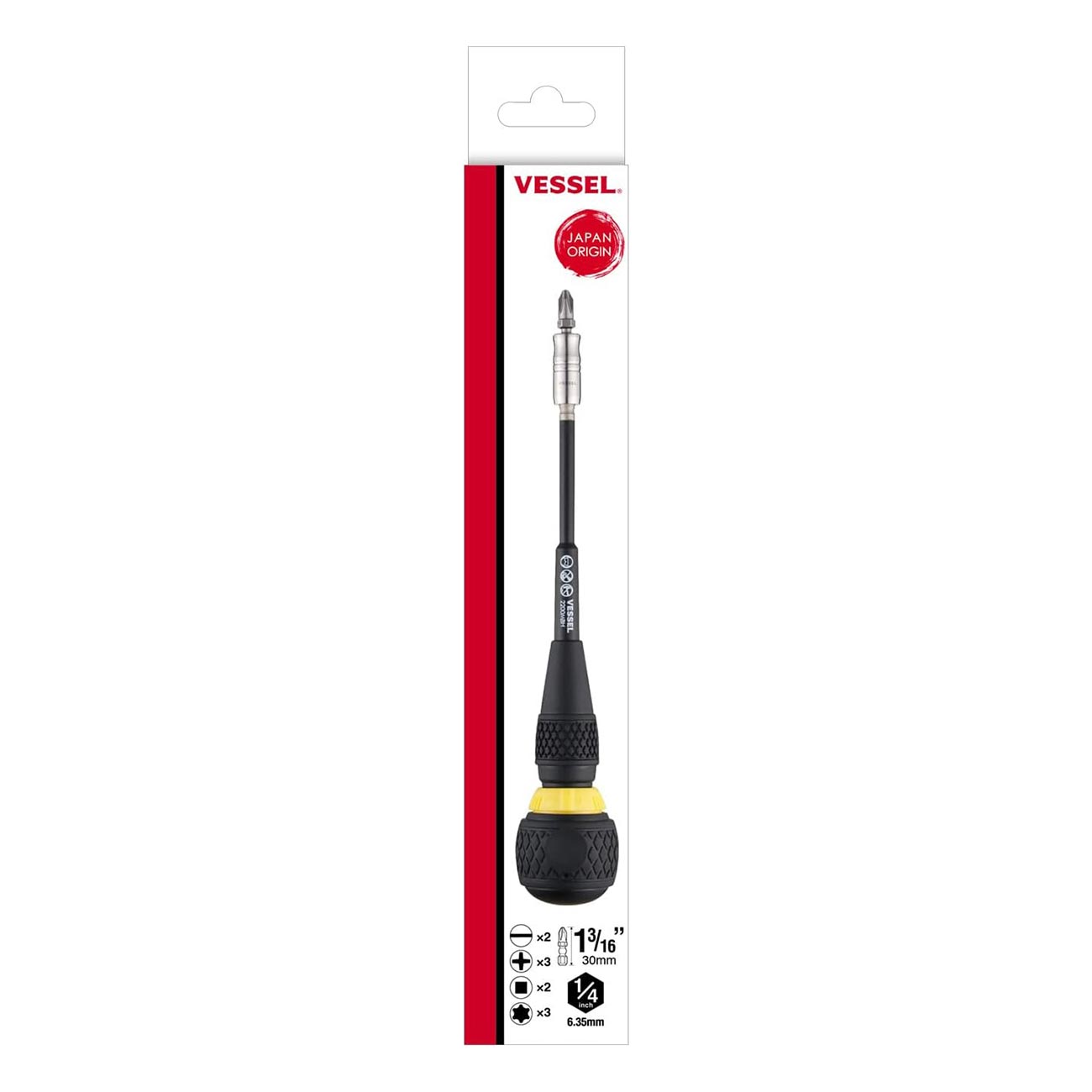 Vessel Ball Grip Interchangeable Ratchet Screwdriver 10pc. Bit Set
