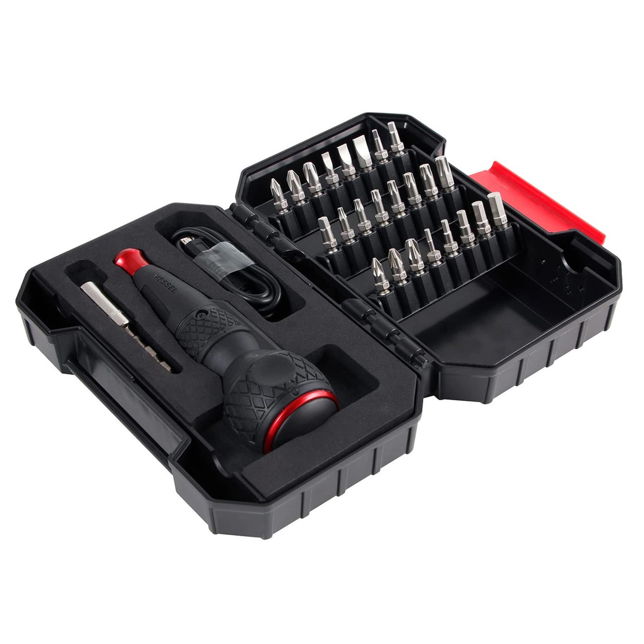 Vessel Ball Grip Rechargeable Screwdriver With 25pc. Bit Set