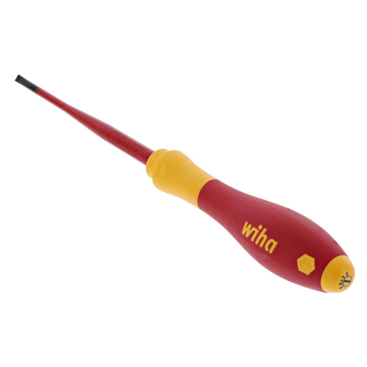 Wiha Insulated Slimline Slotted Screwdriver With Cushion Grip 3.5mm X 100mm