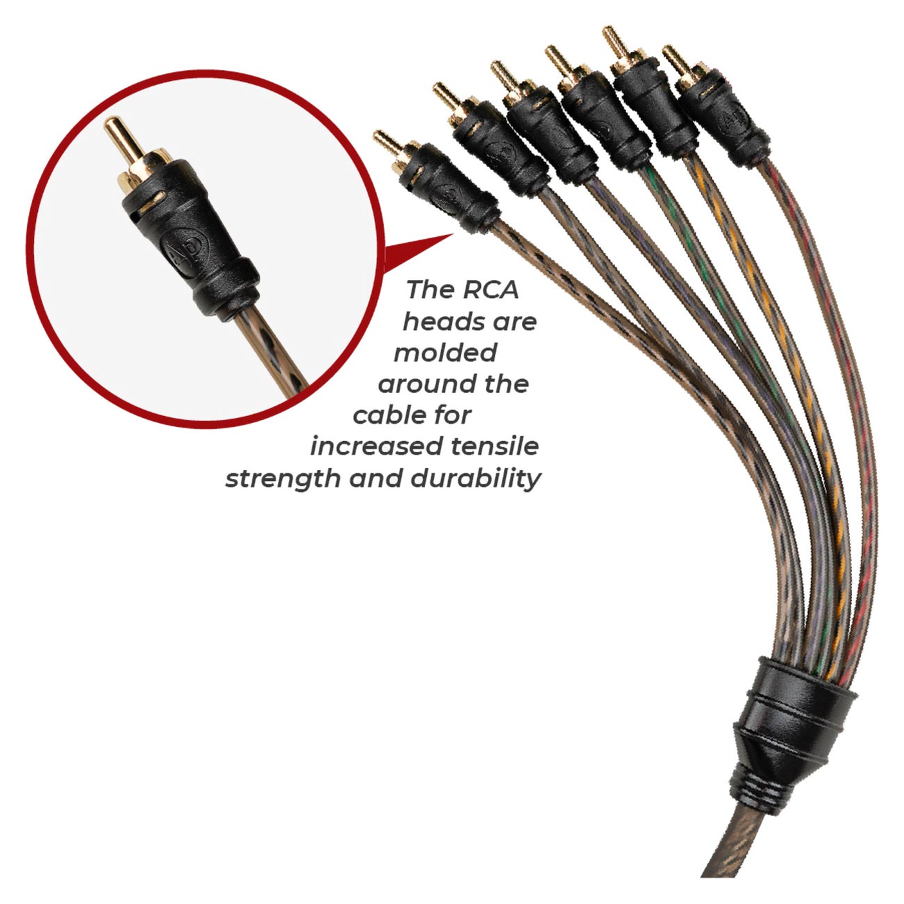 Audiopipe 3ft Length - 6-channel Interconnect Cable For Car / Motorcycle Audio