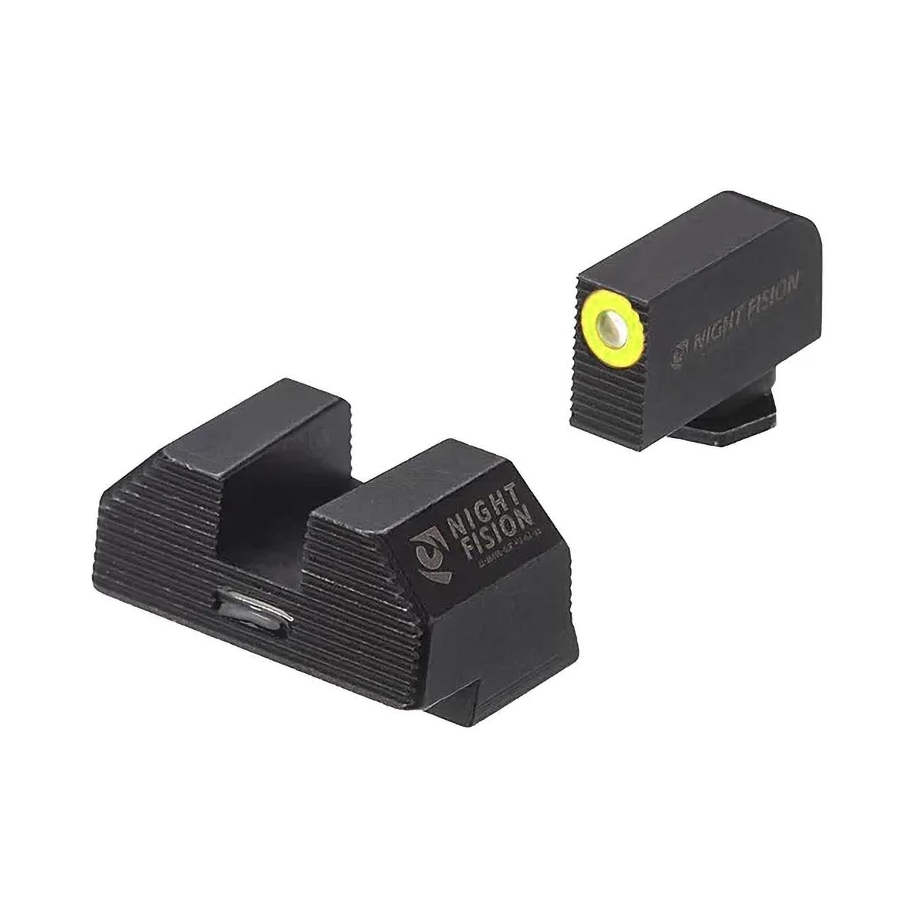 Night Fision Night Sight Set For Glock 42/43/43x/43x Mos Yellow Front Ring/rear Green Bar