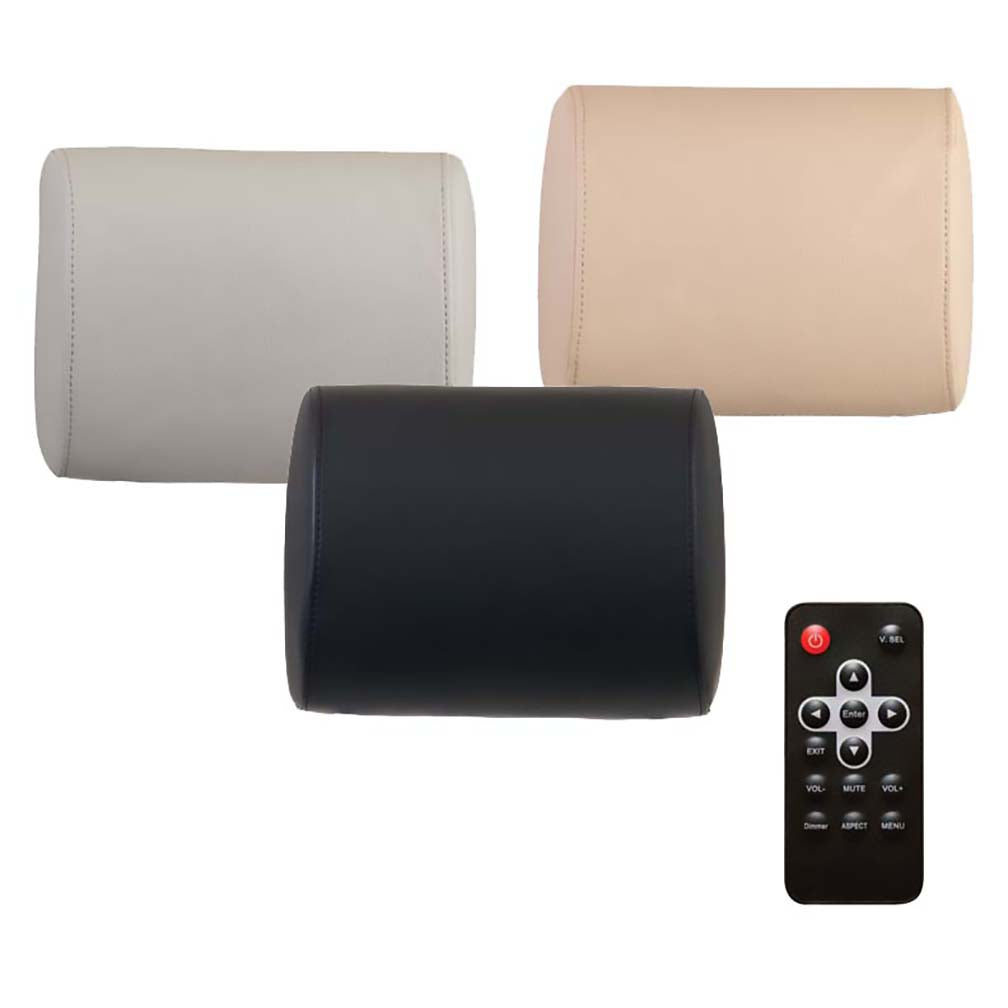 Farenheit Universal 7" Headrest (single) Includes 3 Color Skins (blackgreybeige) Dual Ch Ir Tran