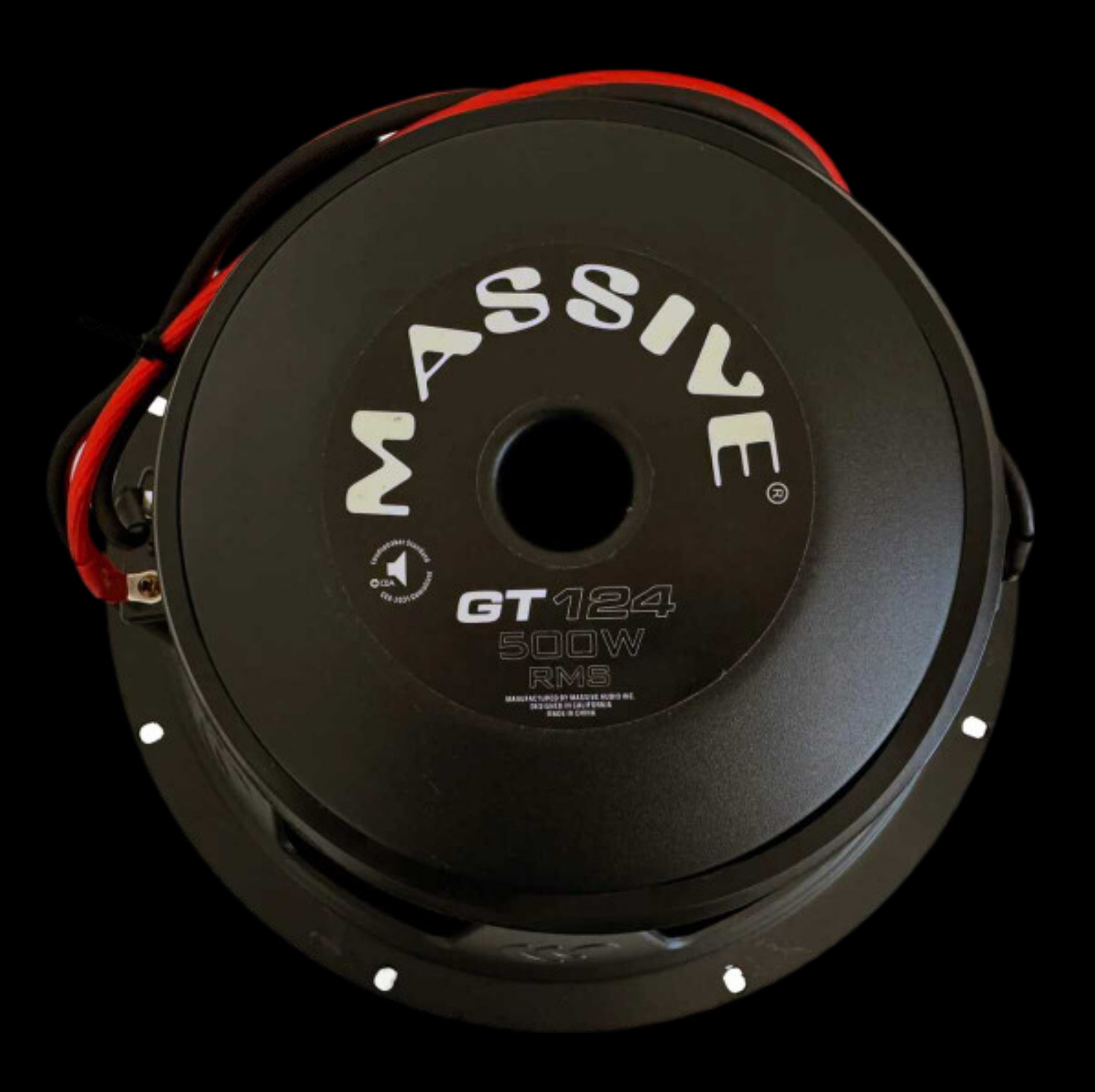 CH BEATS 12 inch 1000 watt subwoofer with black casing and red wiring for powerful bass