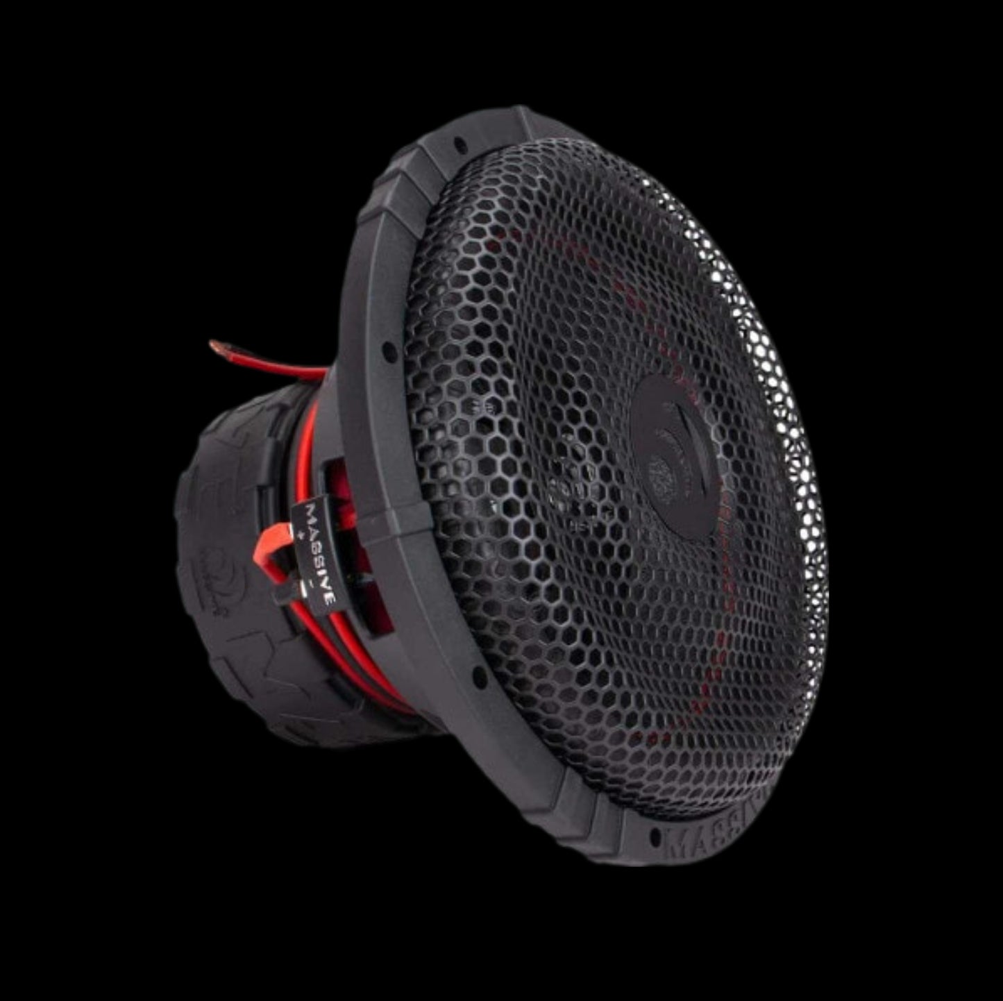 CH BEATS 12 inch 1000 watt subwoofer with black protective grille and red wiring detail