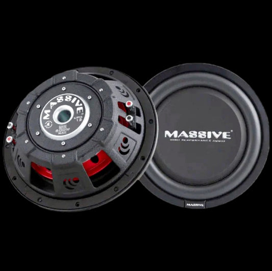 Massive Audio 12 inch subwoofer pair with black cone and robust frame by CH BEATS