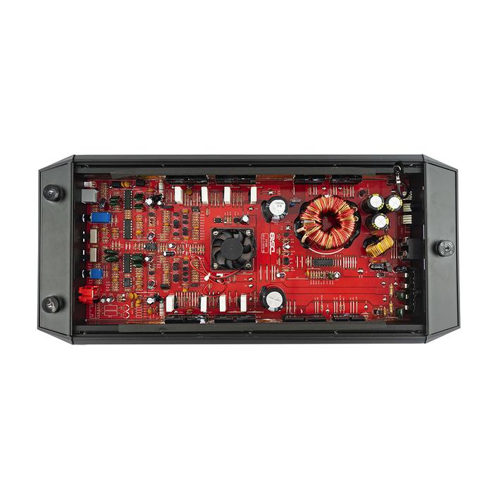 CH WORLD DS18 2 channel amplifier internal circuit board with cooling fan and electronic components