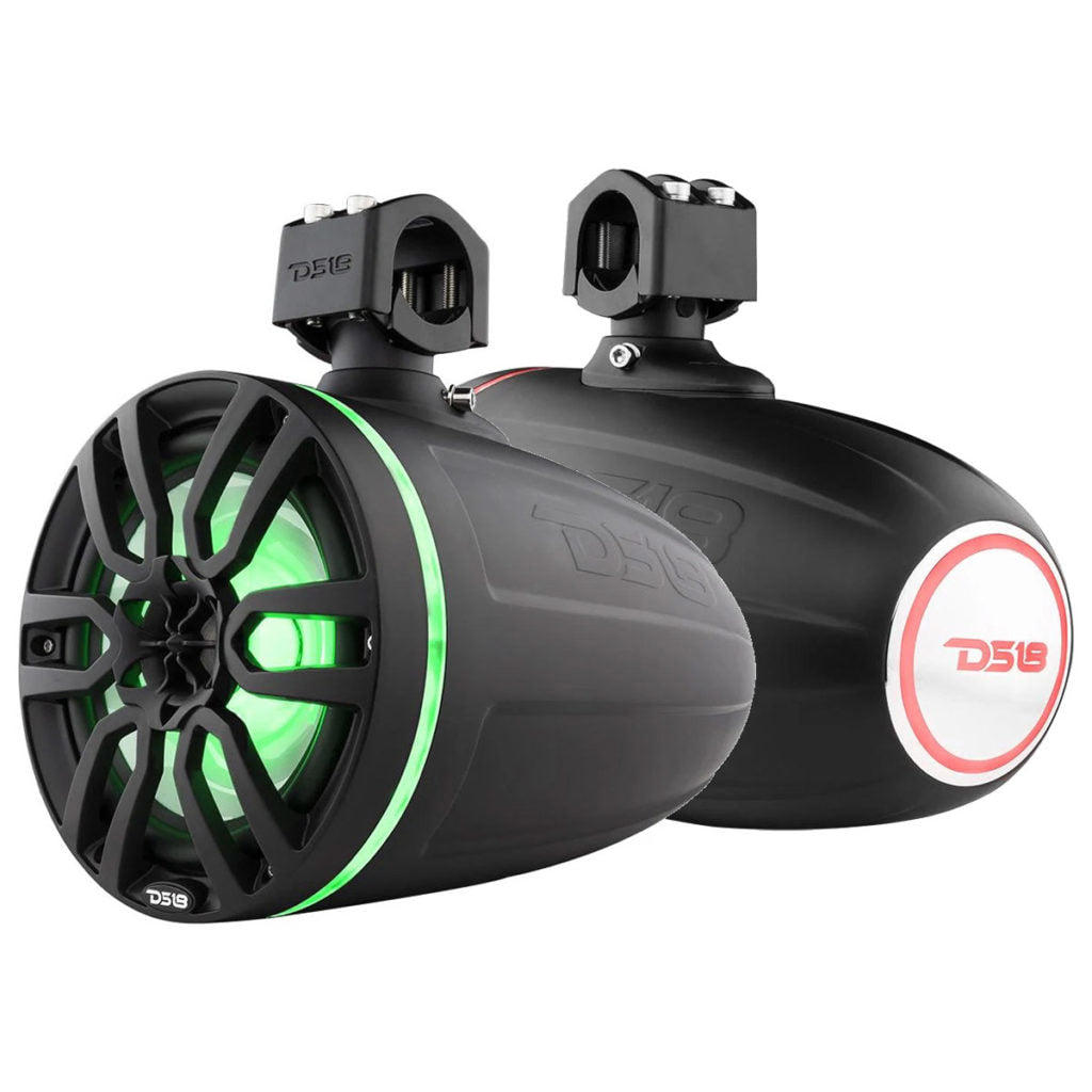 DS18 HYDRO 8” 2-Way Wakeboard Speaker with RGB LED Illumination (Black)