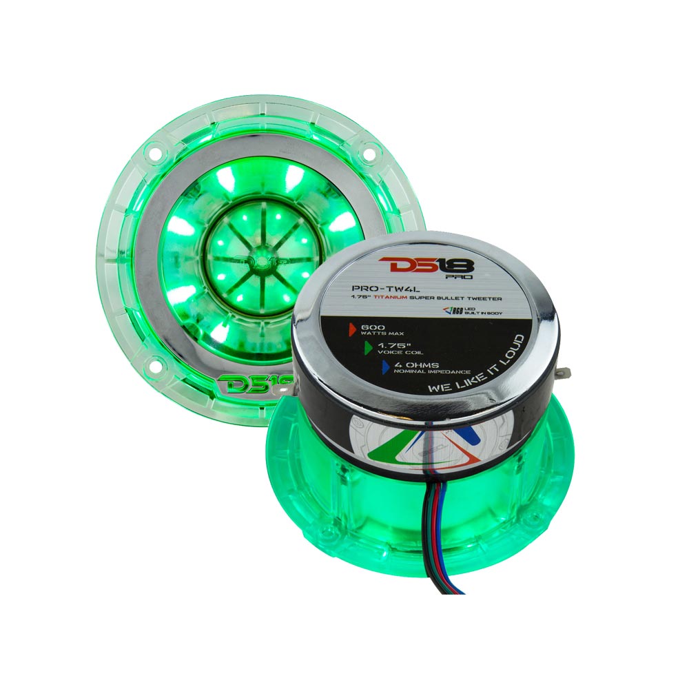 DS18 1.75″ Titanium Super Bullet Tweeter with RGB LED Lights (Each)