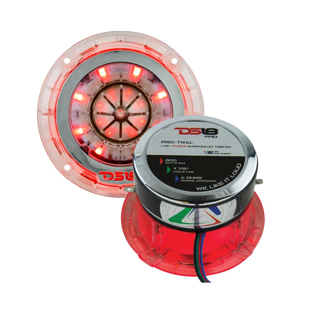 DS18 1.75″ Titanium Super Bullet Tweeter with RGB LED Lights (Each)