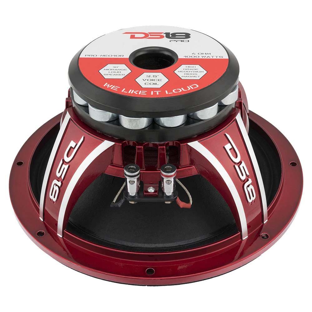 DS18 10″ Neodymium Rings Midrange Speaker, 500W RMS/1000W Max, 4 Ohm (Sold Each)