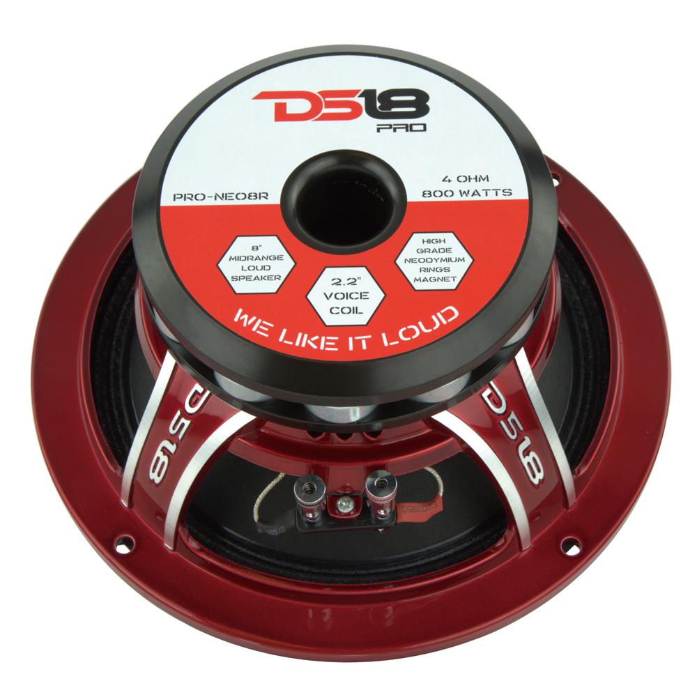 DS18 8″ Neodymium Rings Midrange Speaker, 400W RMS/800W Max, 4 Ohm (Sold Each)