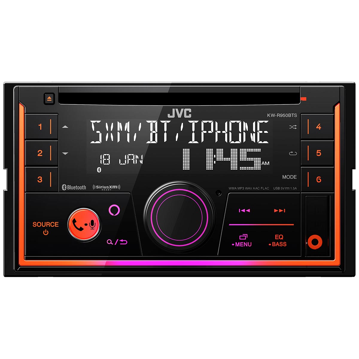 JVC Double DIN CD Receiver with iPhone Support, Bluetooth & USB Input