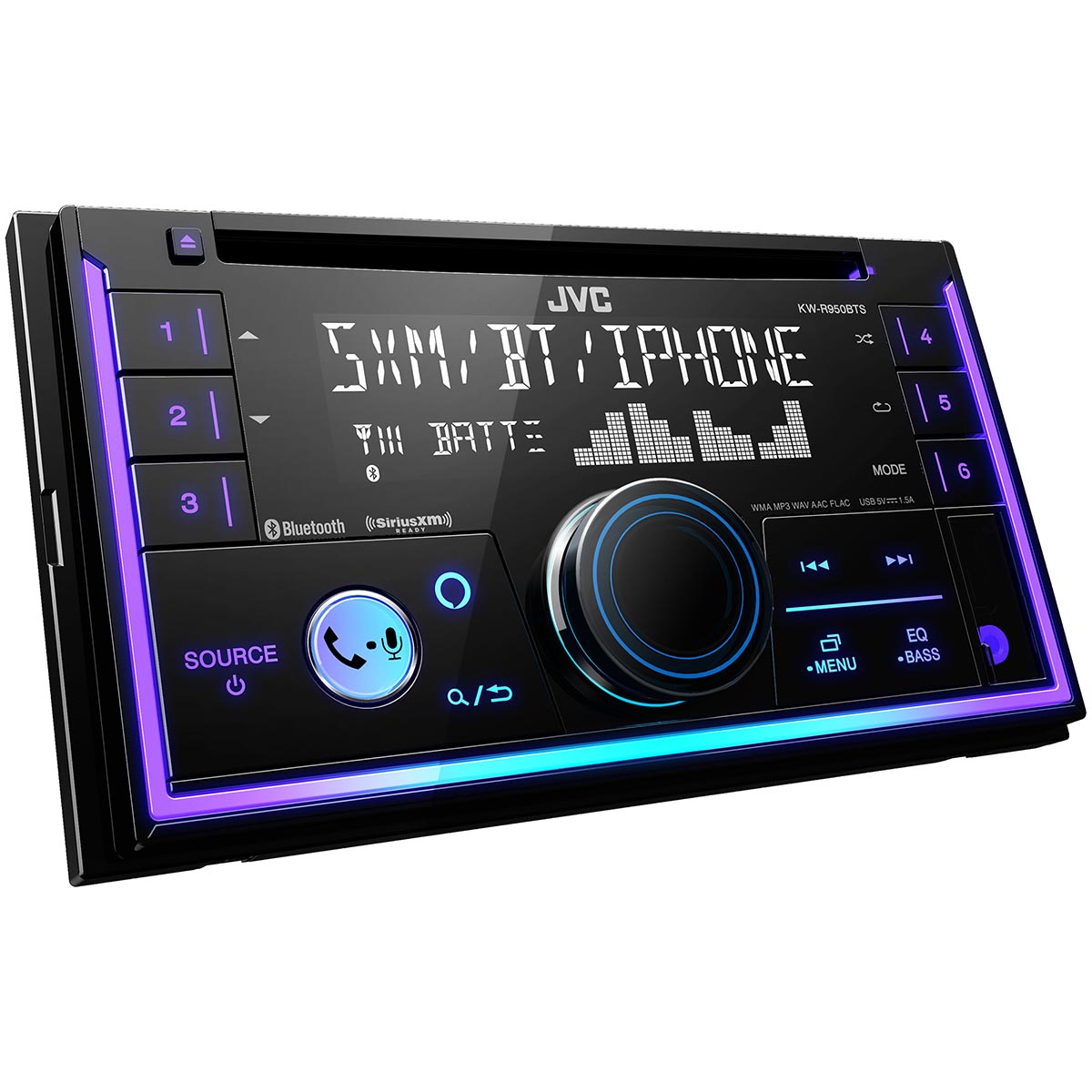 JVC Double DIN CD Receiver with iPhone Support, Bluetooth & USB Input