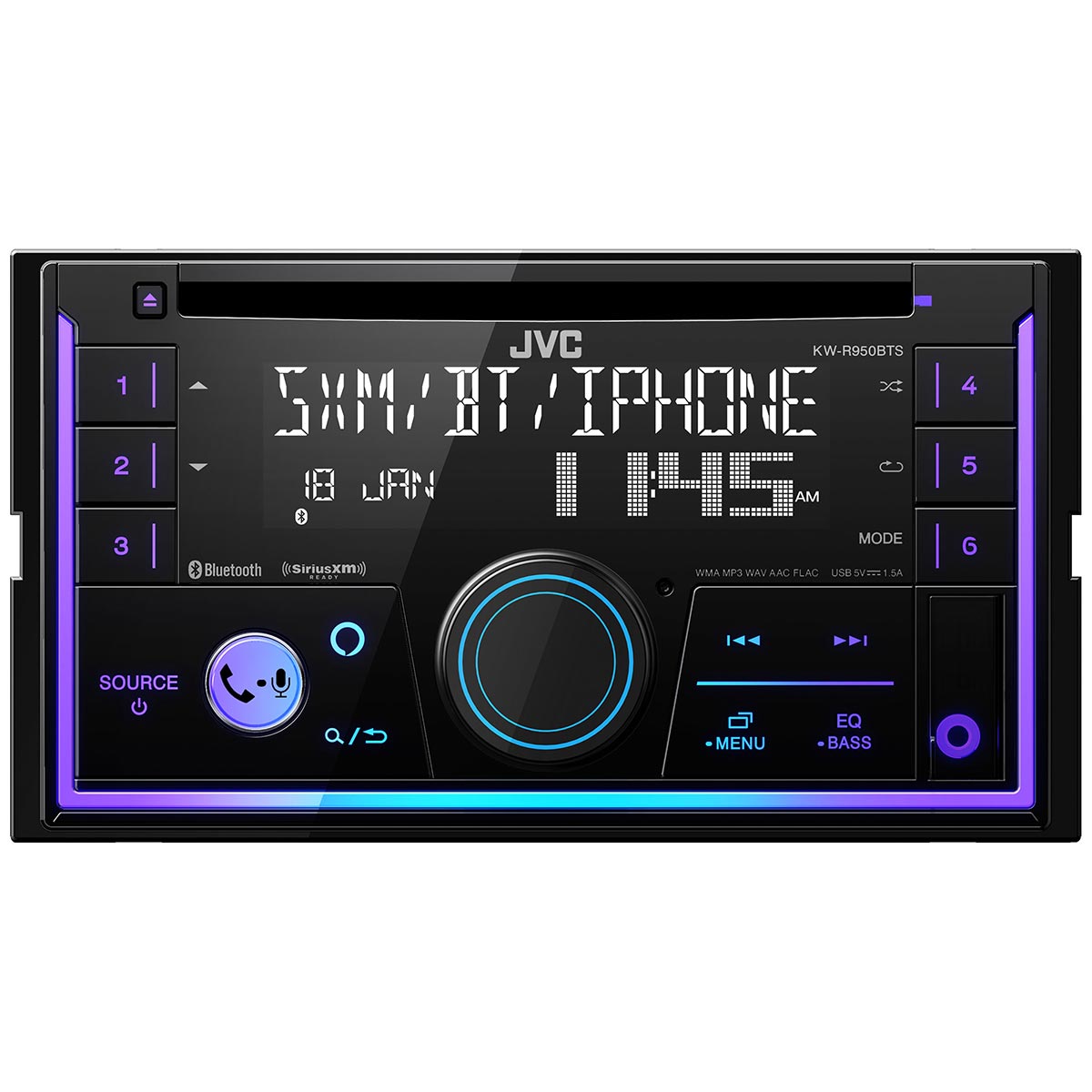 JVC Double DIN CD Receiver with iPhone Support, Bluetooth & USB Input