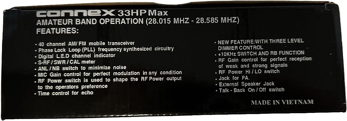 CONNEX HIGH POWER 10 METER RADIO 200-300 WATTS FACTORY REPAIR WARRANTY ONLY (33HPMAX)