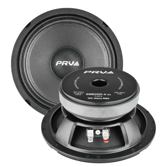PRV AUDIO - 6" MID BASS - STAMPED STEEL BASKET - 1.5" VC - 200W PROGRAM POWER - 4 OHMS - V2 (6MB200-4V2)
