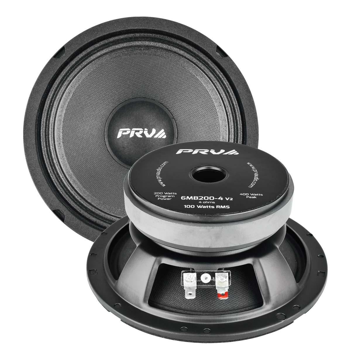 PRV AUDIO - 6" MID BASS - STAMPED STEEL BASKET - 1.5" VC - 200W PROGRAM POWER - 4 OHMS - V2 (6MB200-4V2)