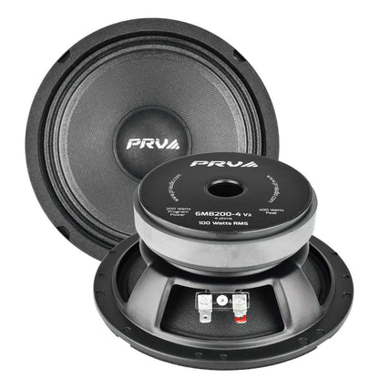 PRV AUDIO - 6" MID BASS - STAMPED STEEL BASKET - 1.5" VC - 200W PROGRAM POWER - 4 OHMS - V2 (6MB200-4V2)
