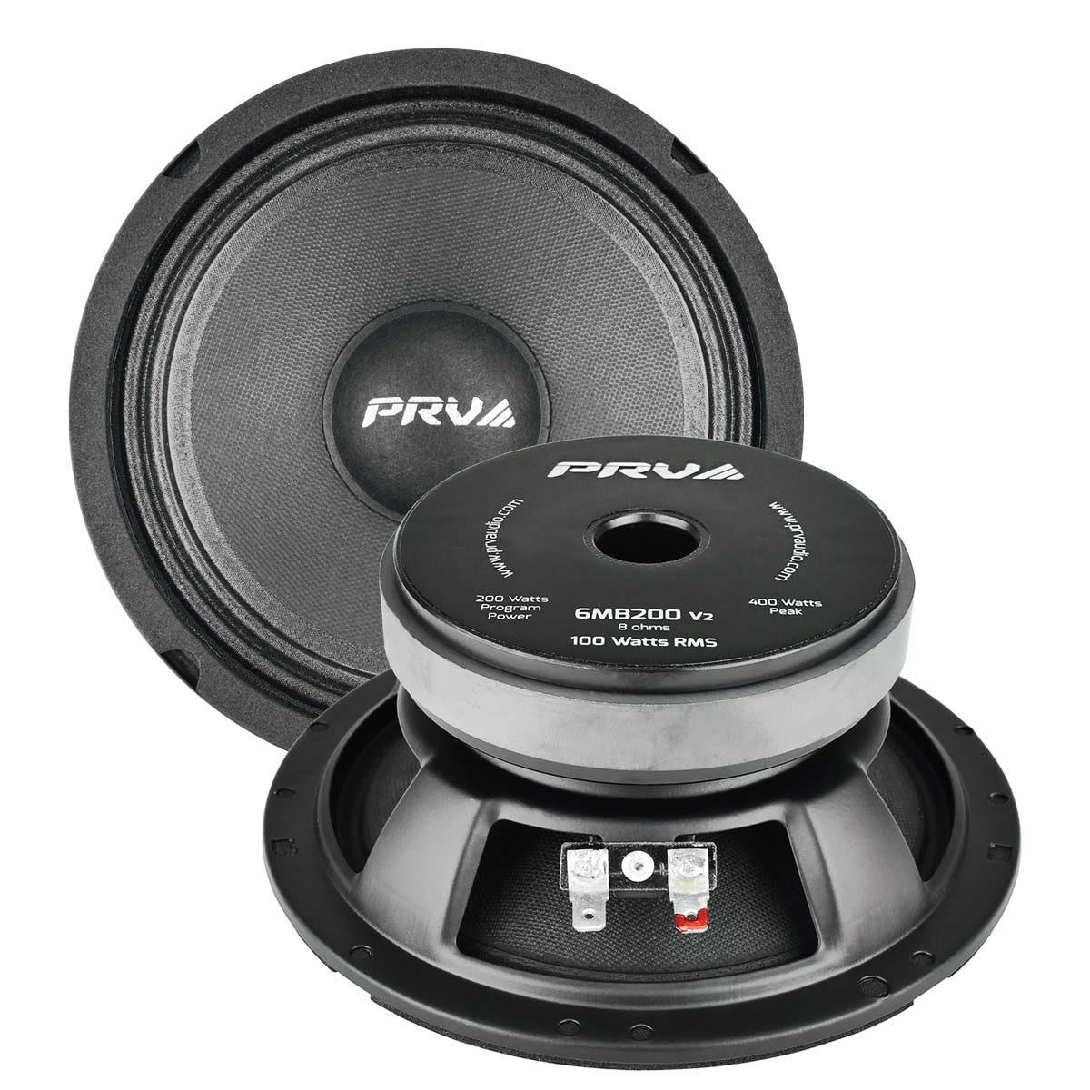 PRV AUDIO - 6" MID BASS - STAMPED STEEL BASKET - 1.5" VC - 200W PROGRAM POWER - V2 (6MB200 V2)