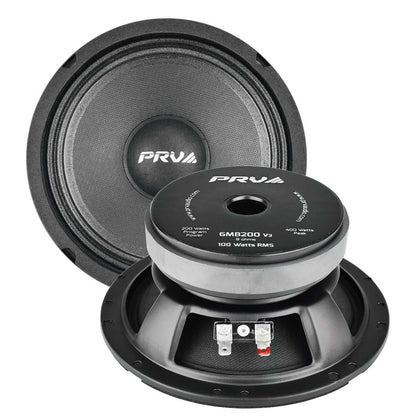 PRV AUDIO - 6" MID BASS - STAMPED STEEL BASKET - 1.5" VC - 200W PROGRAM POWER - V2 (6MB200 V2)