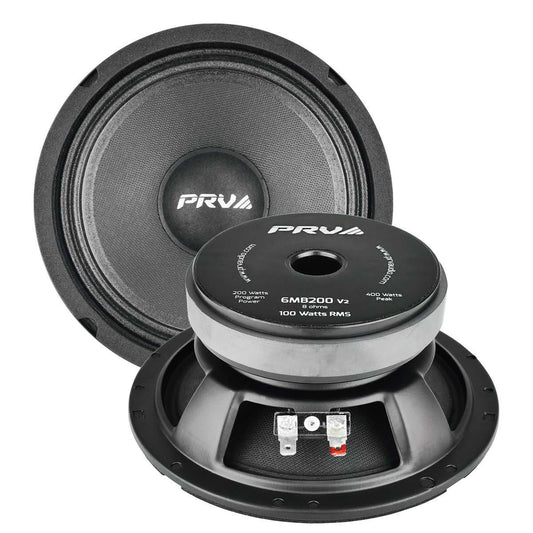 PRV AUDIO - 6" MID BASS - STAMPED STEEL BASKET - 1.5" VC - 200W PROGRAM POWER - V2 (6MB200 V2)