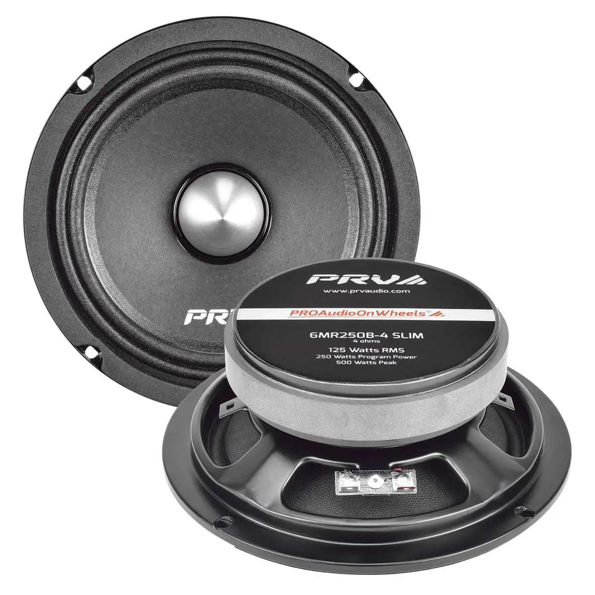 PRV AUDIO - 6" MID BASS - STAMPED STEEL BASKET - 1.5" VC - 200W PROGRAM POWER - 4 OHMS - V2 (6MR250B-4SLIM)