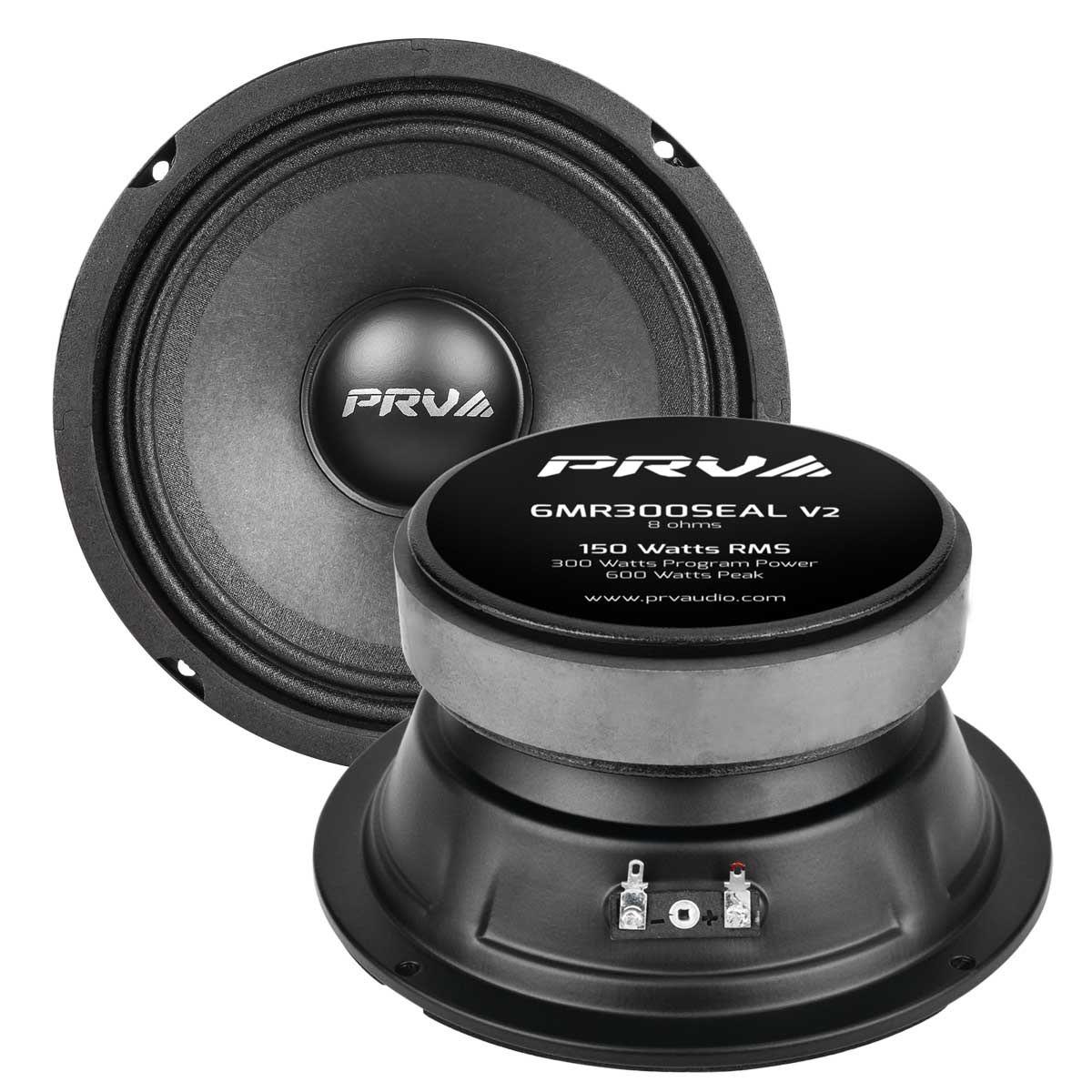 PRV AUDIO - 6" MID RANGE - SEALED STAMPED BASKET - 1.5" VC - 300W PROGRAM POWER (6MR300SEALV2)