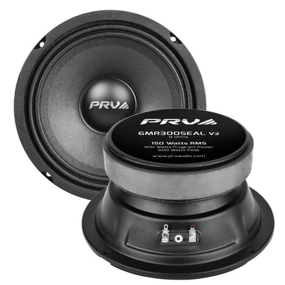 PRV AUDIO - 6" MID RANGE - SEALED STAMPED BASKET - 1.5" VC - 300W PROGRAM POWER (6MR300SEALV2)