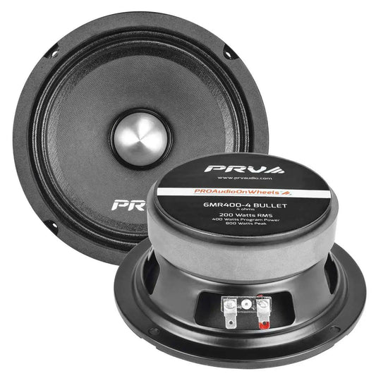 PRV AUDIO - 6" MID RANGE BULLET - STAMPED STEEL BASKET - 1.5" VC - 400W PROGRAM POWER - 4 OHMS (6MR400-4BULLET)