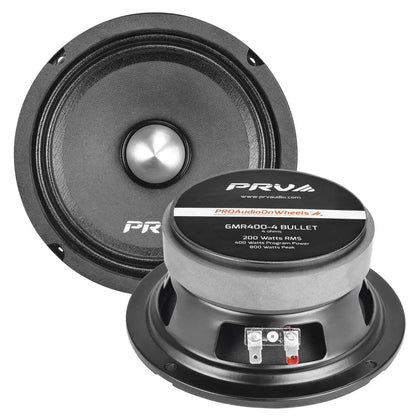 PRV AUDIO - 6" MID RANGE BULLET - STAMPED STEEL BASKET - 1.5" VC - 400W PROGRAM POWER - 4 OHMS (6MR400-4BULLET)