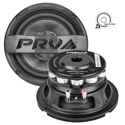 PRV AUDIO 6.5" 1000 WATT CARBON FIBER NEODYMIUM MIDRANGE LOUDSPEAKER PAIR PACKED (6MR500CF-NDY-4)