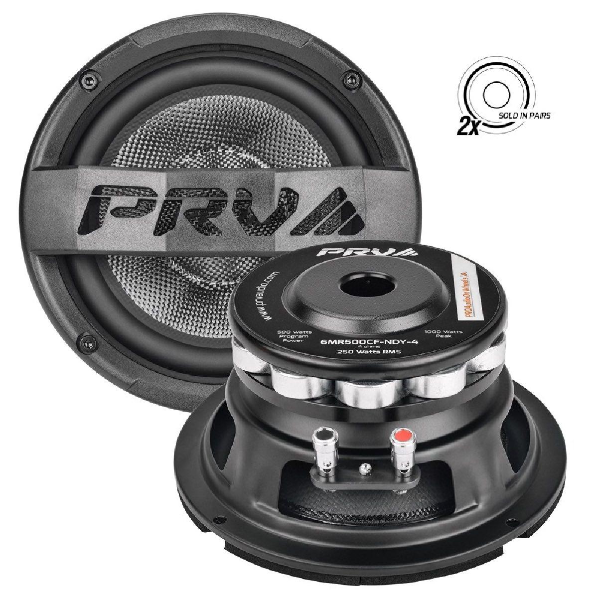 PRV AUDIO 6.5" 1000 WATT CARBON FIBER NEODYMIUM MIDRANGE LOUDSPEAKER PAIR PACKED (6MR500CF-NDY-4)