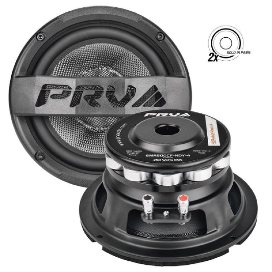 PRV AUDIO 6.5" 1000 WATT CARBON FIBER NEODYMIUM MIDRANGE LOUDSPEAKER PAIR PACKED (6MR500CF-NDY-4)