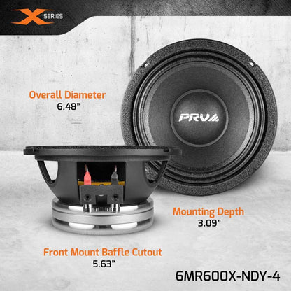 PRV AUDIO - 6" Mid Range - 2" VC - 600W Program Power - 8 Ohms (6MR600X-NDY)