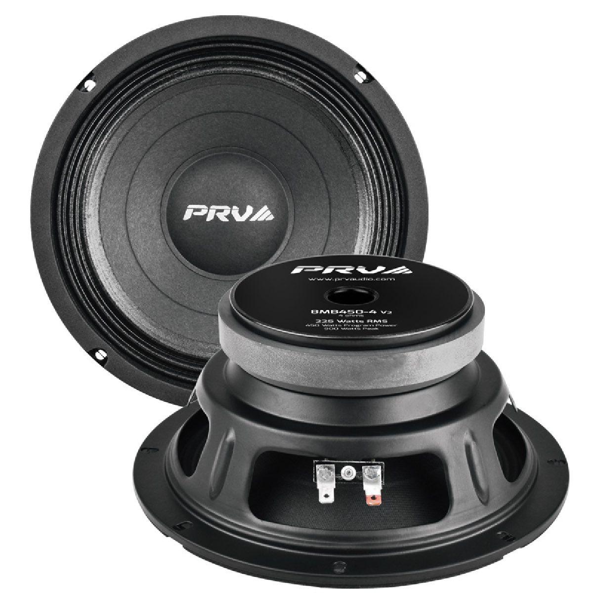 PRV AUDIO - 8"" MID BASS - STAMPED STEEL BASKET - 2""VC - 450W PROGRAM POWER - 4 OHMS (8MB450-4V2)