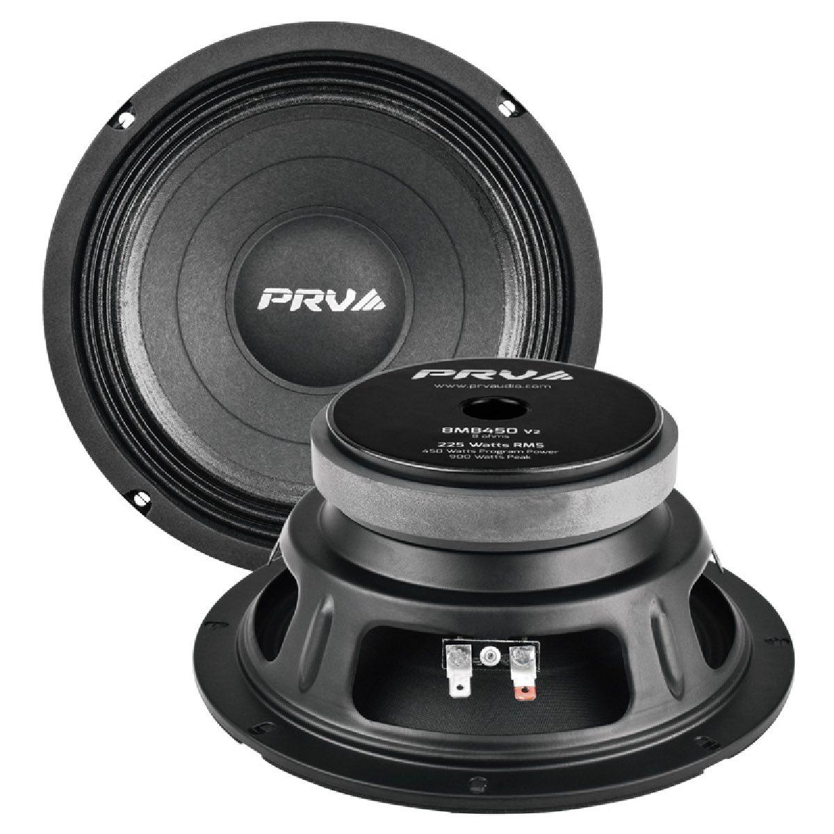 PRV AUDIO - 8"" MID BASS - STAMPED STEEL BASKET - 2""VC - 450W PROGRAM POWER (8MB450 V2)