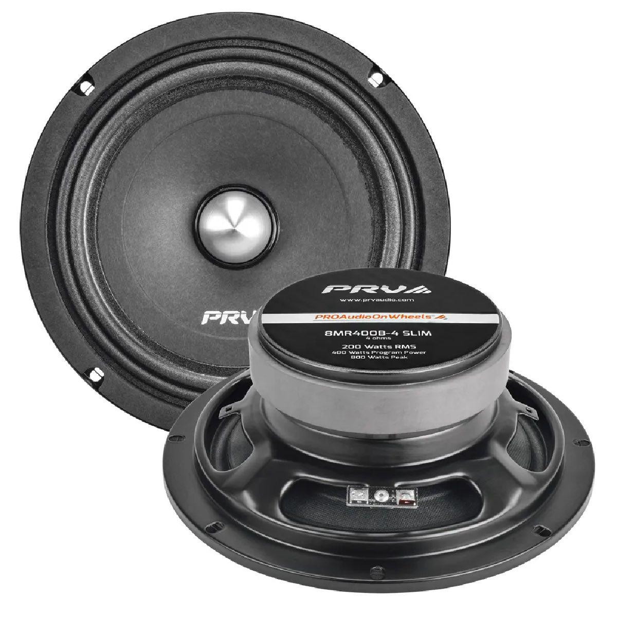 PRV AUDIO - 8" MID - STAMPED STEEL BASKET - 1.5" VC - 400 WATT - 4 OHM - SLIM (8MR400B-4 SLIM)