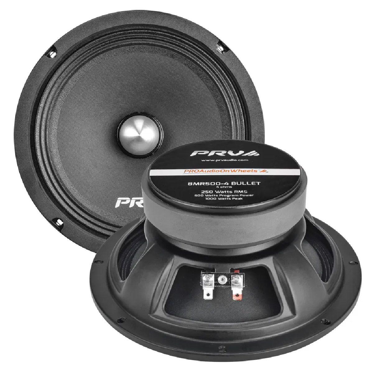 PRV AUDIO - 8" MID RANGE BULLET - STAMPED STEEL BASKET - 1.5" VC - 500W PROGRAM POWER - 4 OHMS (8MR500-4BULLET)