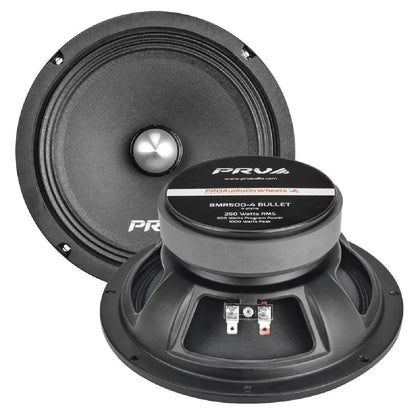 PRV AUDIO - 8" MID RANGE BULLET - STAMPED STEEL BASKET - 1.5" VC - 500W PROGRAM POWER - 4 OHMS (8MR500-4BULLET)