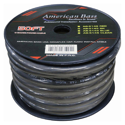 AMERICAN BASS 0 GAUGE 50' HIGH STRAND COUNT BLACK WIRE (AB5145BLACK)