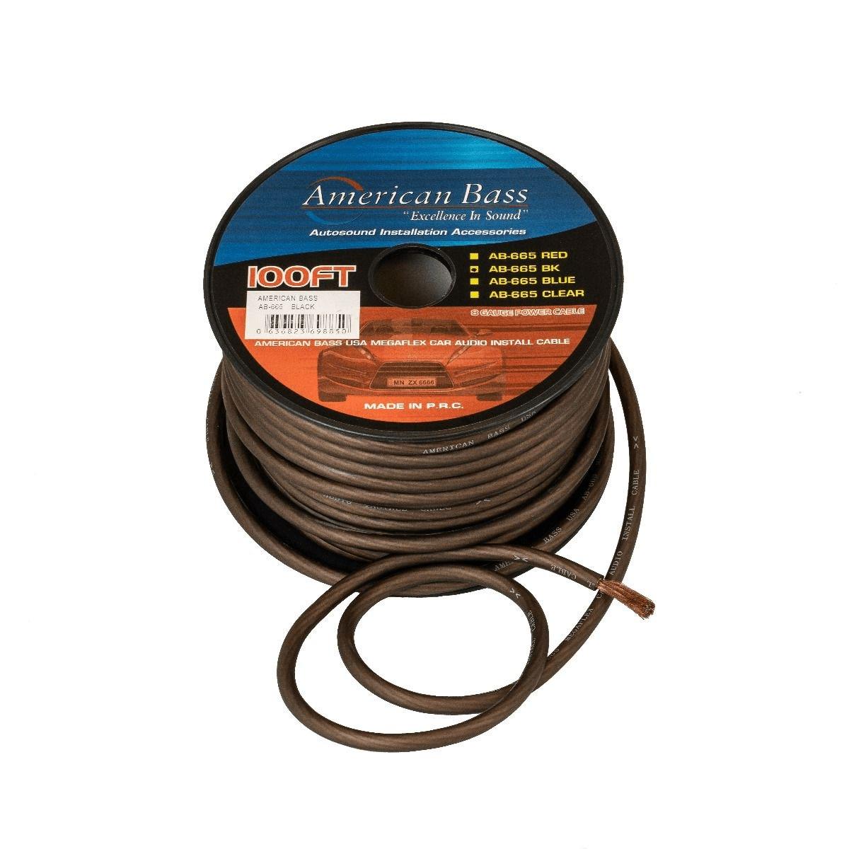 AMERICAN BASS 8 GAUGE 100' BLACK WIRE (AB666BK)