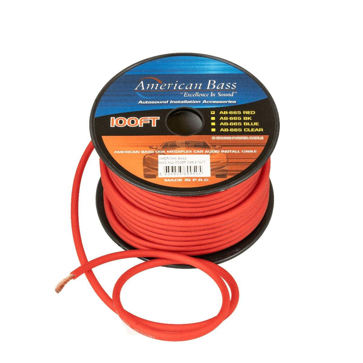 AMERICAN BASS 8 GAUGE 100' RED WIRE (AB666R)