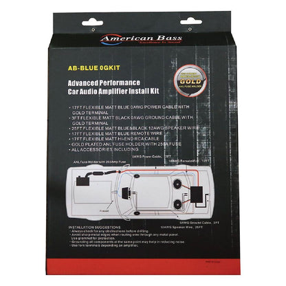 AMERICAN BASS 0 GAUGE AMP INSTALL KIT (ABBLUE0GKIT)